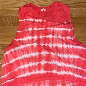 Free People Coral Tie-Dye Sleeveless Tank